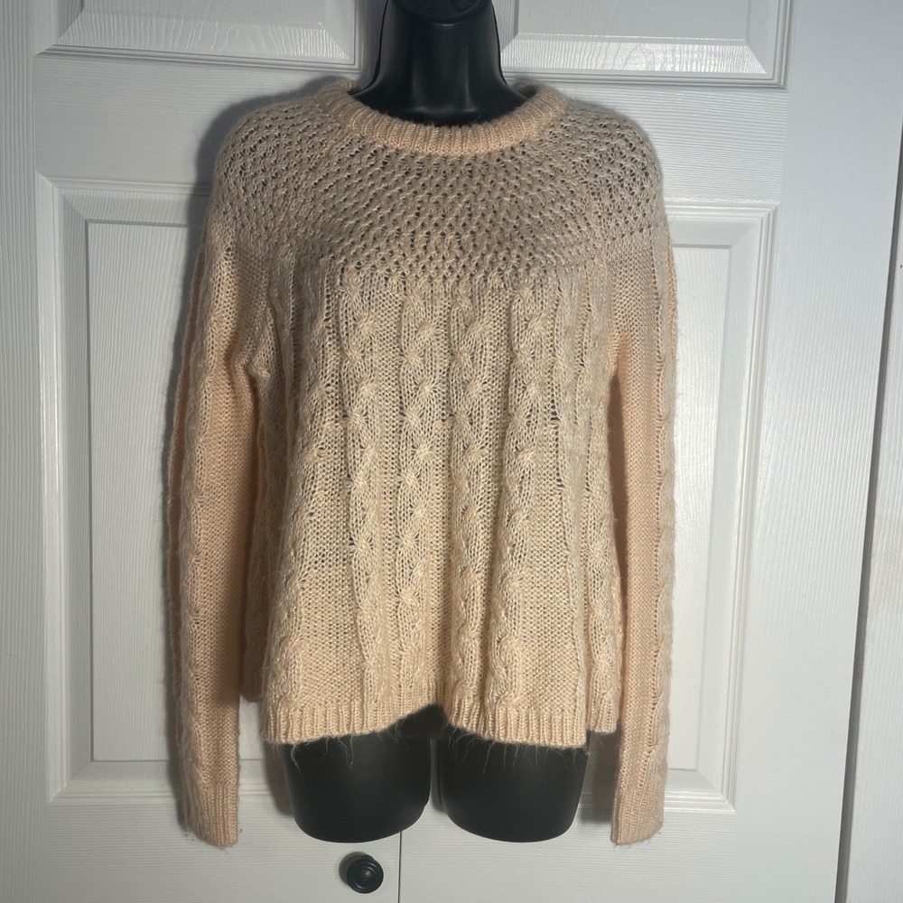 Hollister Babydoll Cable Knit Sweater Women S Peach Pink Pullover Romantic Top